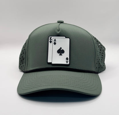 PINS & ACES PERFORATED ROPE HAT “OLIVE”