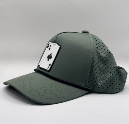 PINS & ACES PERFORATED ROPE HAT “OLIVE”